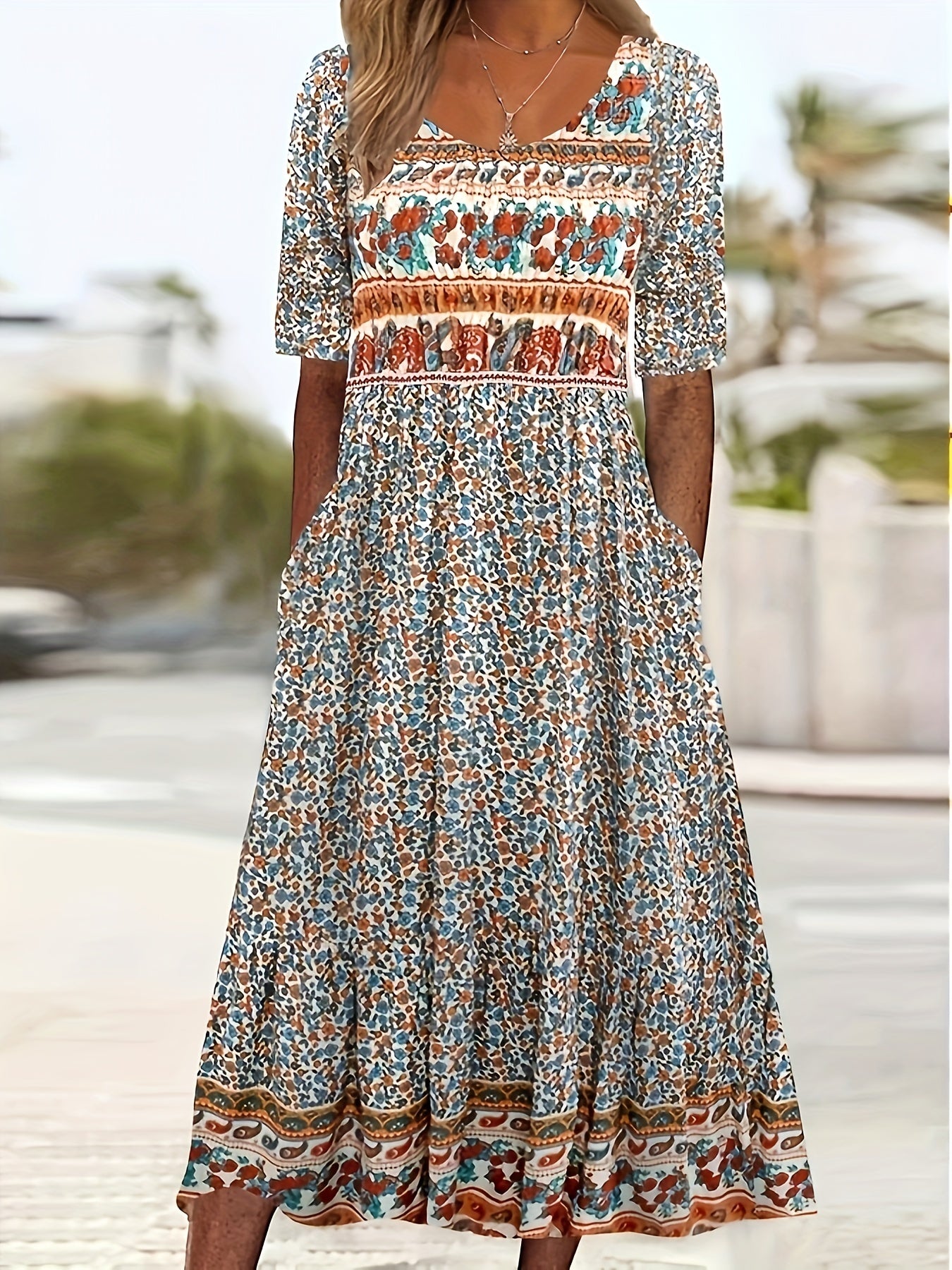 Elarisse™ | Bohemian Floral Pocket Maxi