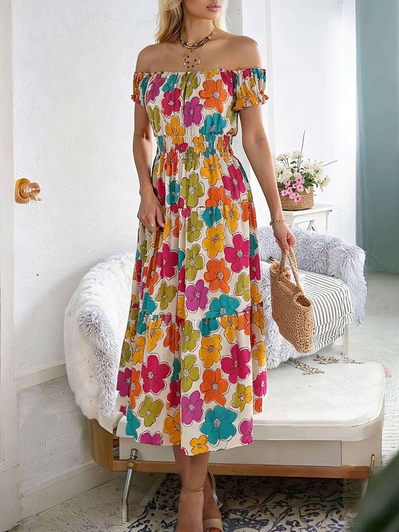 Rosalie | Vibrant Floral Midi Dress