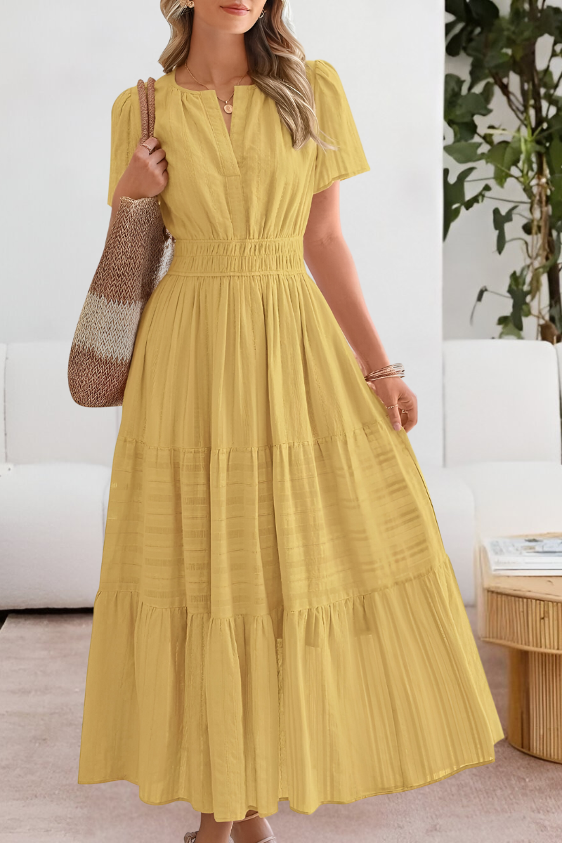 Boho Cotton Blend A-Line Midi Dress – Casual Summer Midi Dress