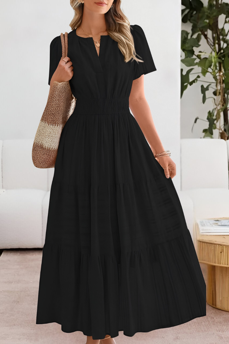 Boho Cotton Blend A-Line Midi Dress – Casual Summer Midi Dress