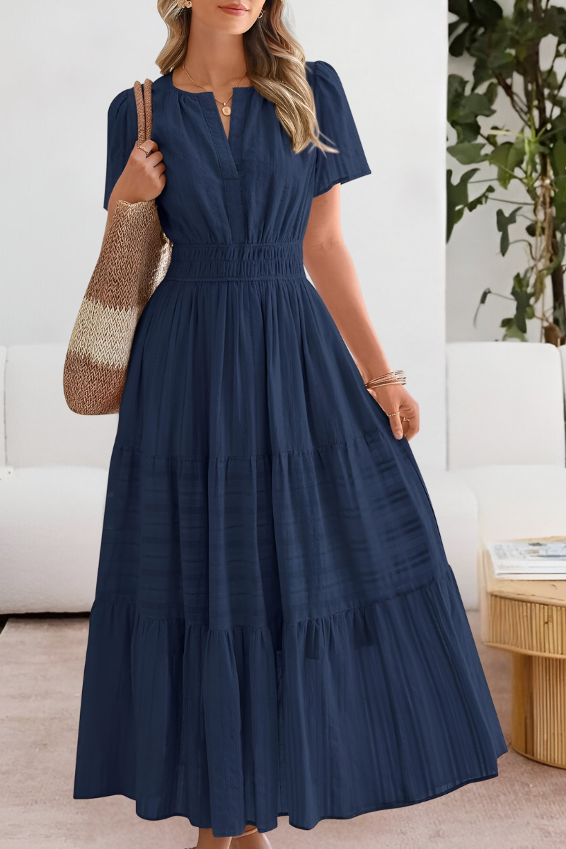 Boho Cotton Blend A-Line Midi Dress – Casual Summer Midi Dress