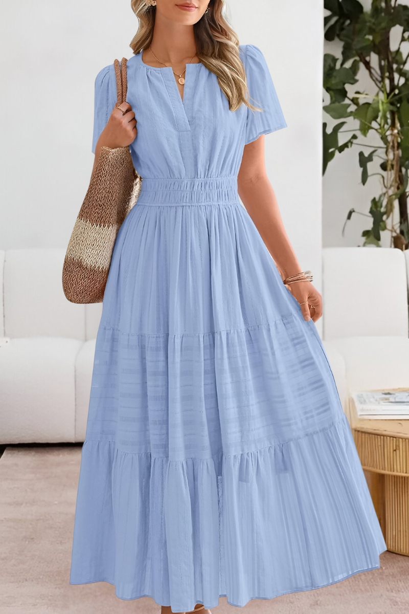 Boho Cotton Blend A-Line Midi Dress – Casual Summer Midi Dress