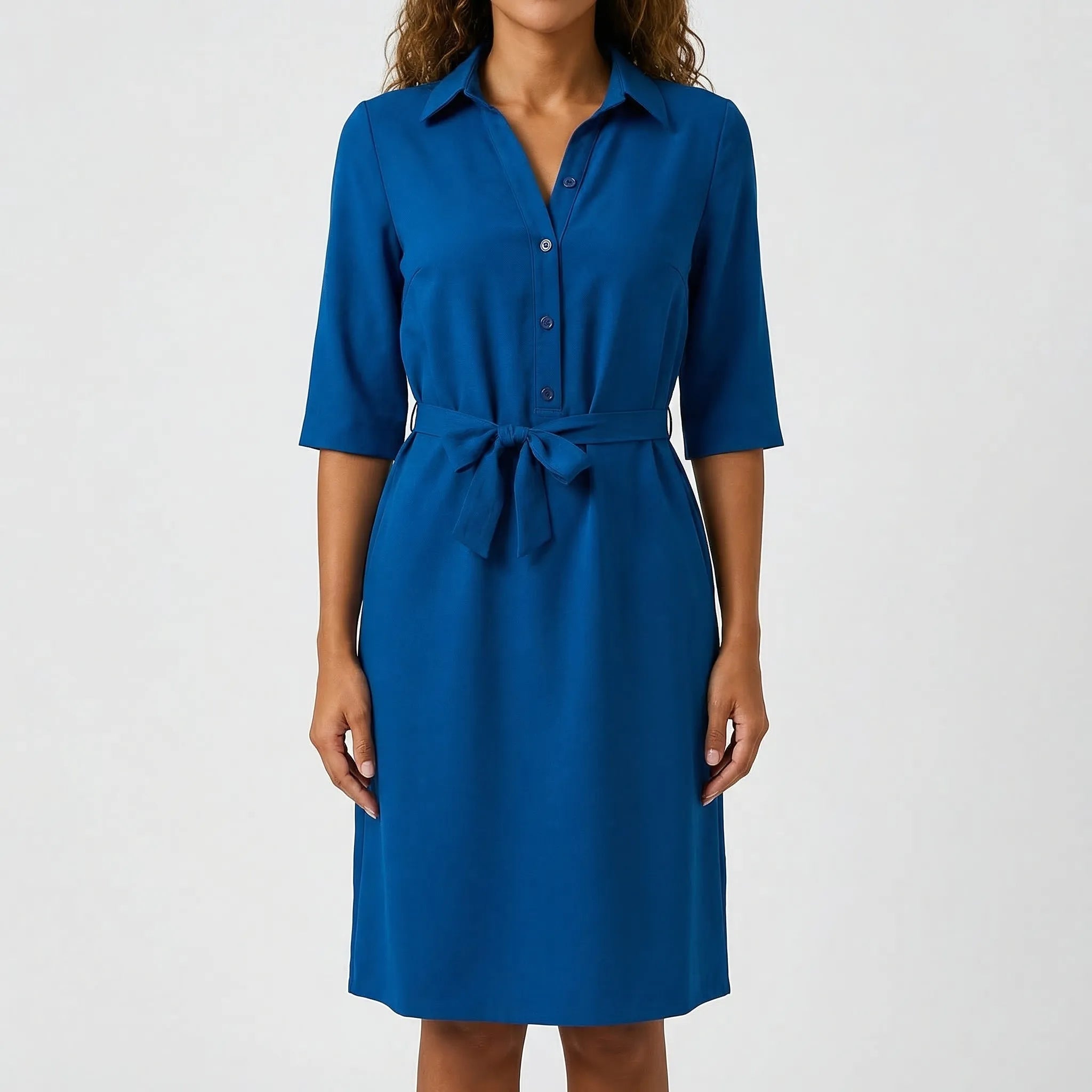 Belted Shirt Dress with Side Pockets – Casual Summer