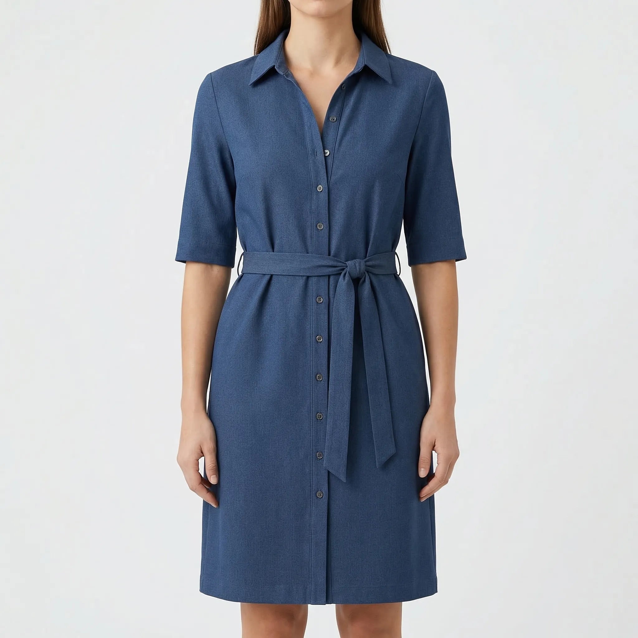 Belted Shirt Dress with Side Pockets – Casual Summer