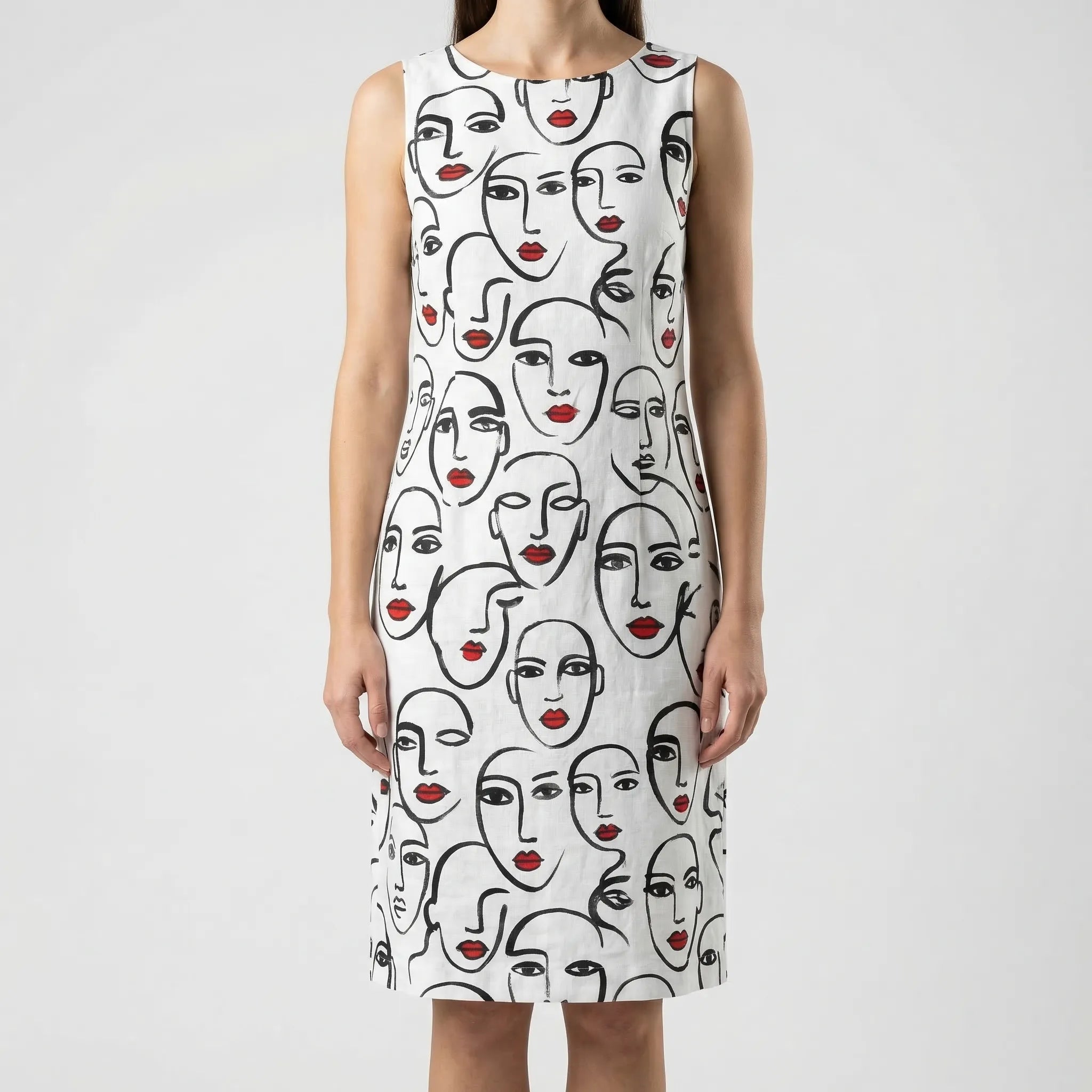 Abstract Floral Long Sleeve Shift Dress – Casual