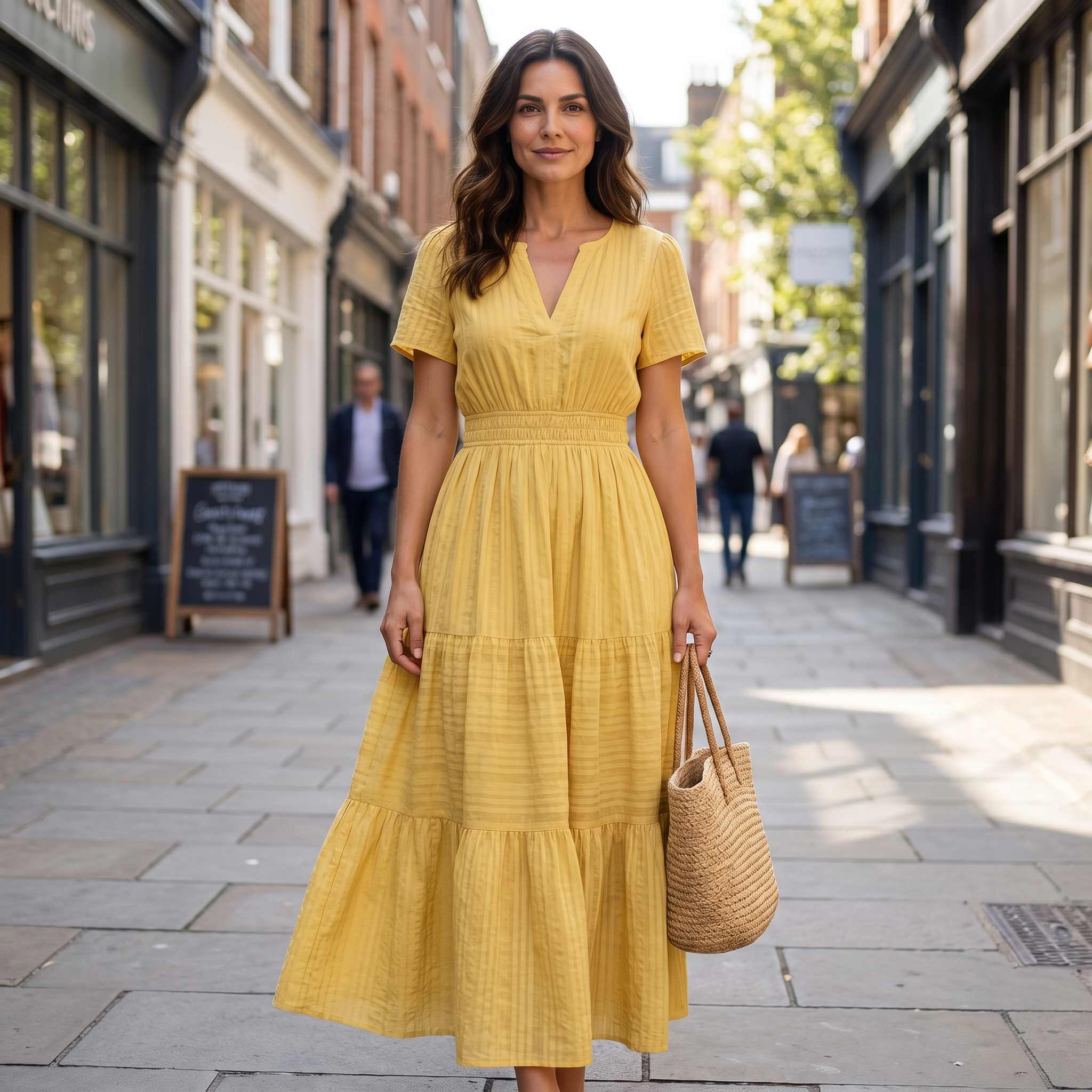 Linen Blend V Neck Mini Dress