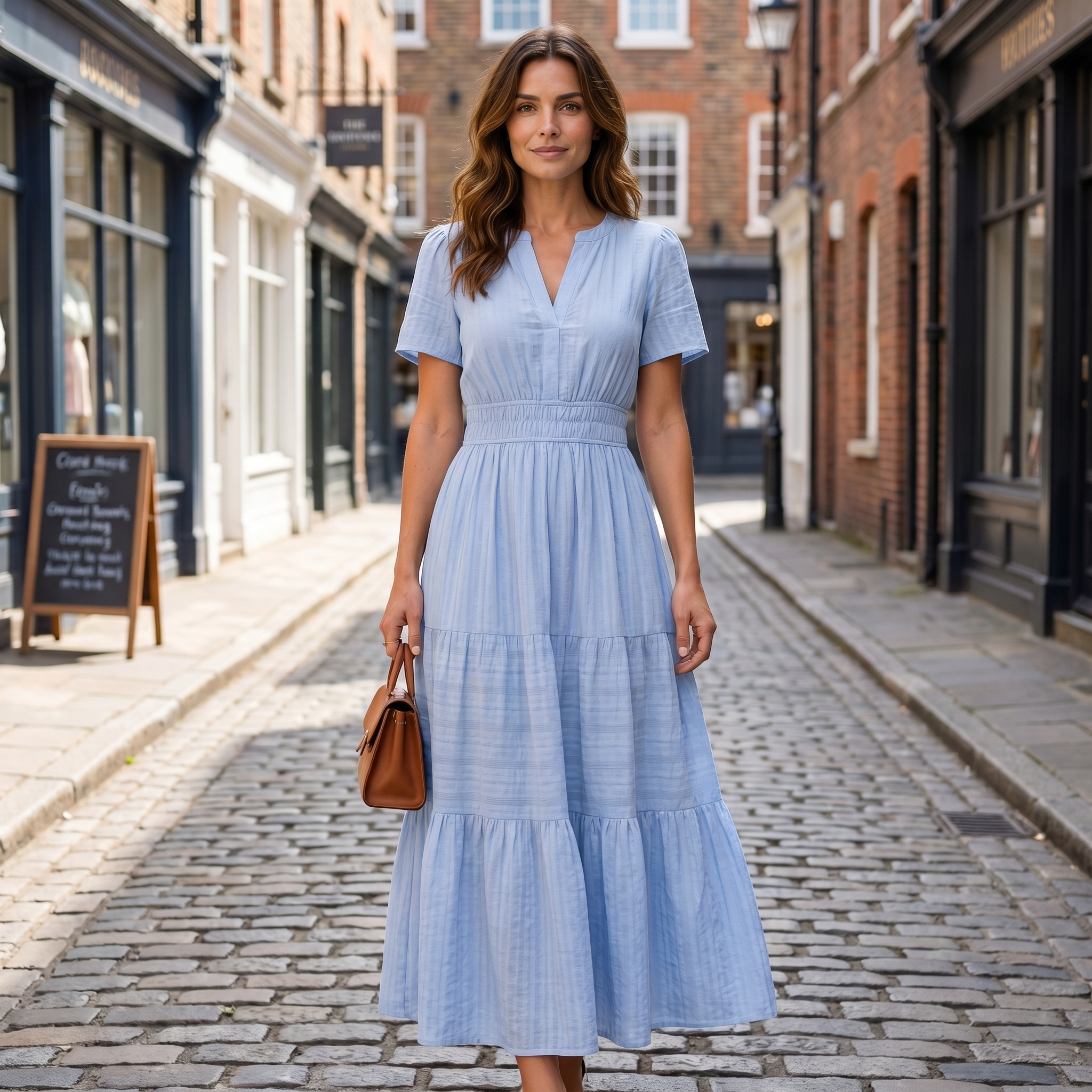 Linen Blend V Neck Mini Dress