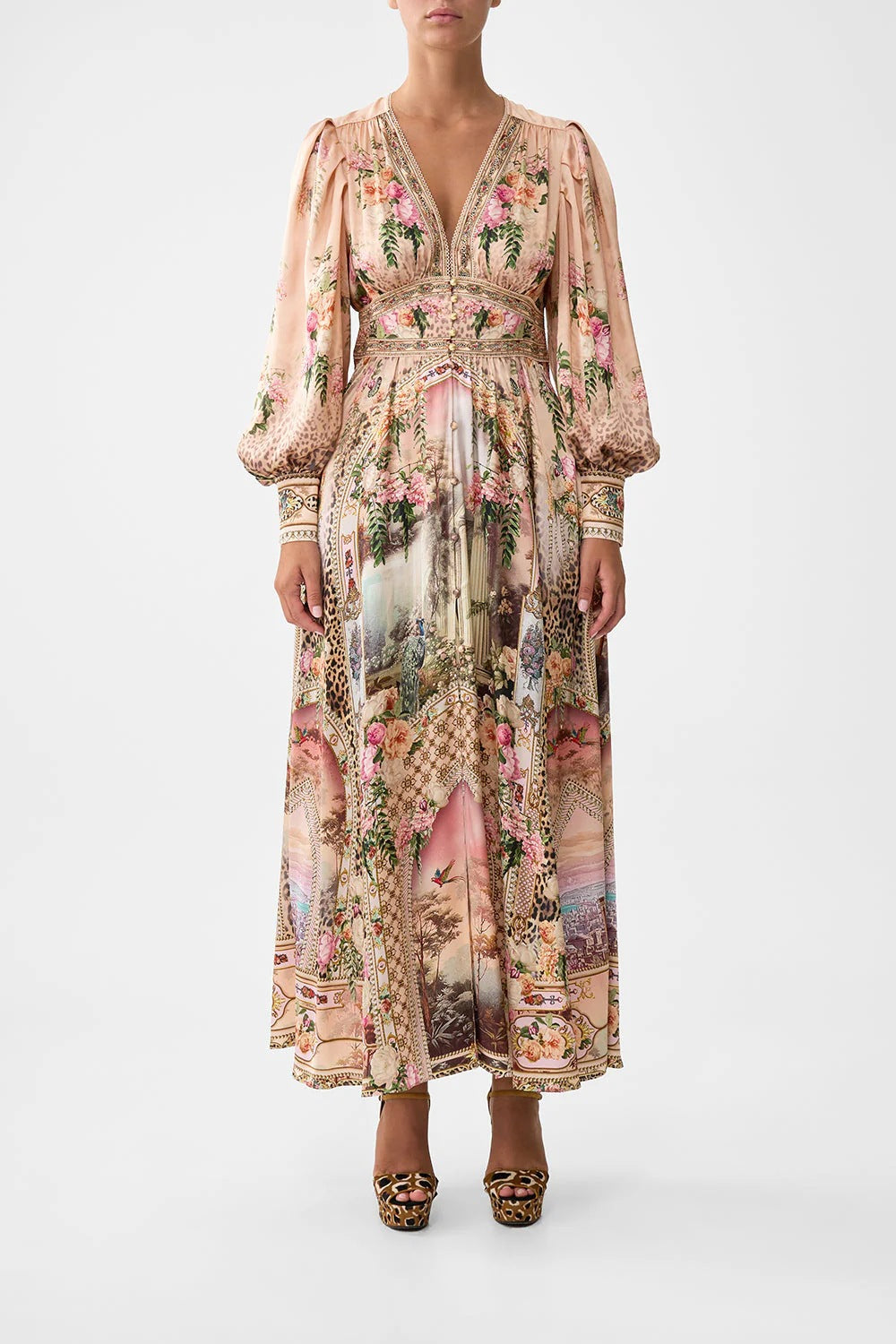 Campbell™ | Soft Blush Botanical Maxi Dress