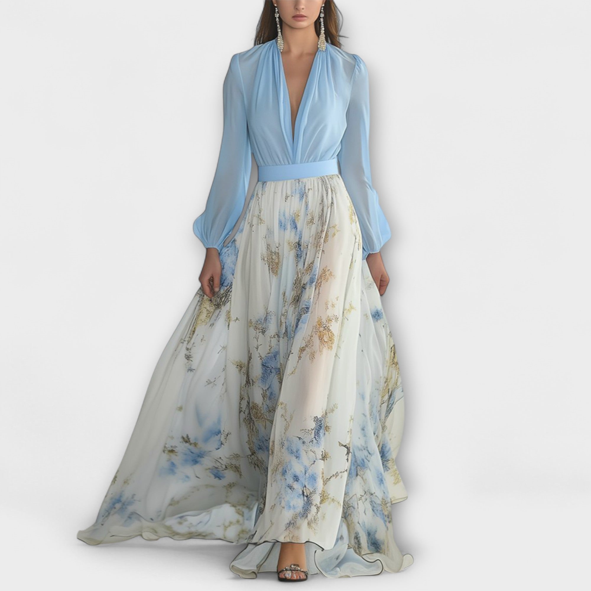 Kimi™ - FLORAL MAXI DRESS WITH ELEGANT SILHOUETTE