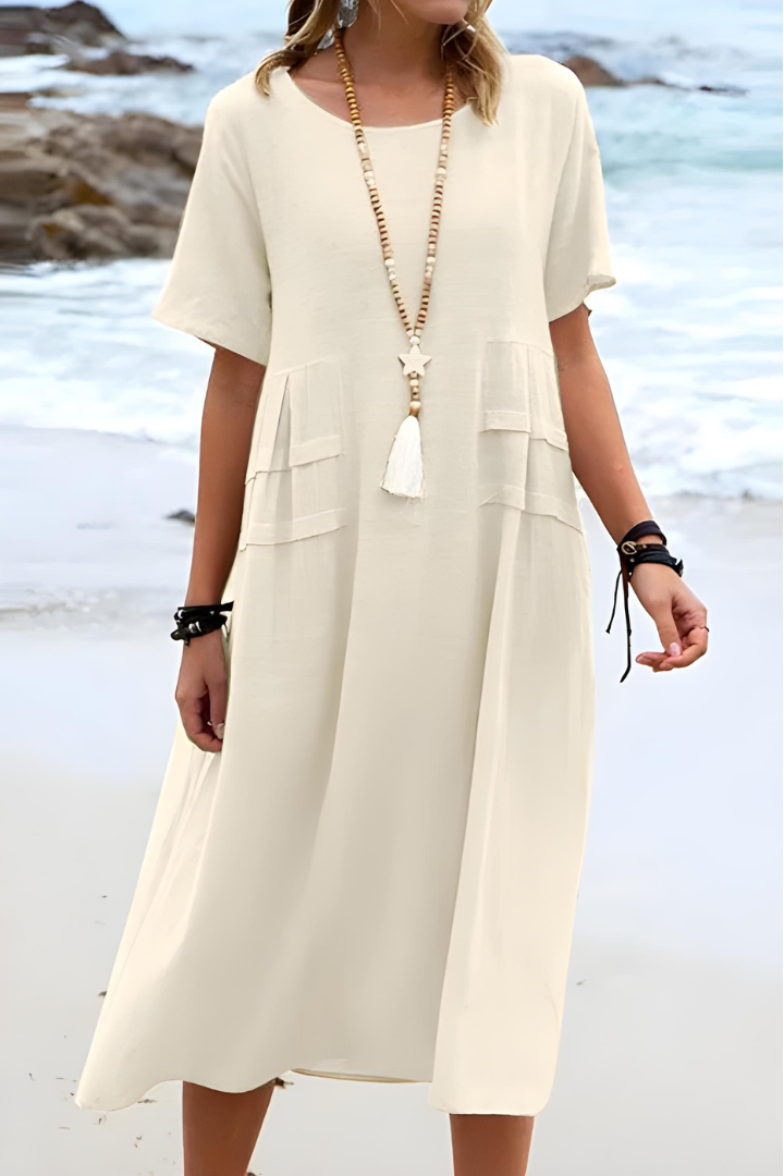 Aria | Elegant Layered Midi Dress with Pockets