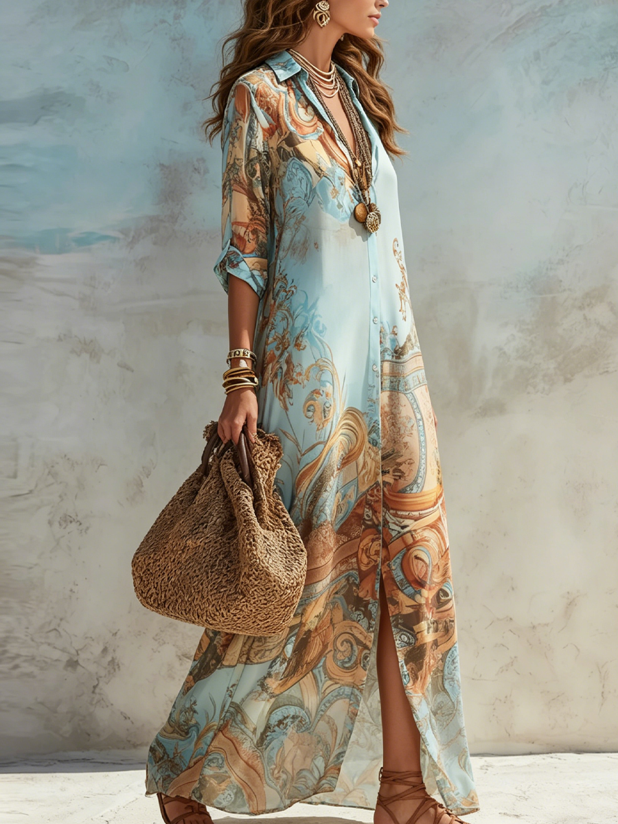 Seraphina | Elegant Boho Print Maxi Dress
