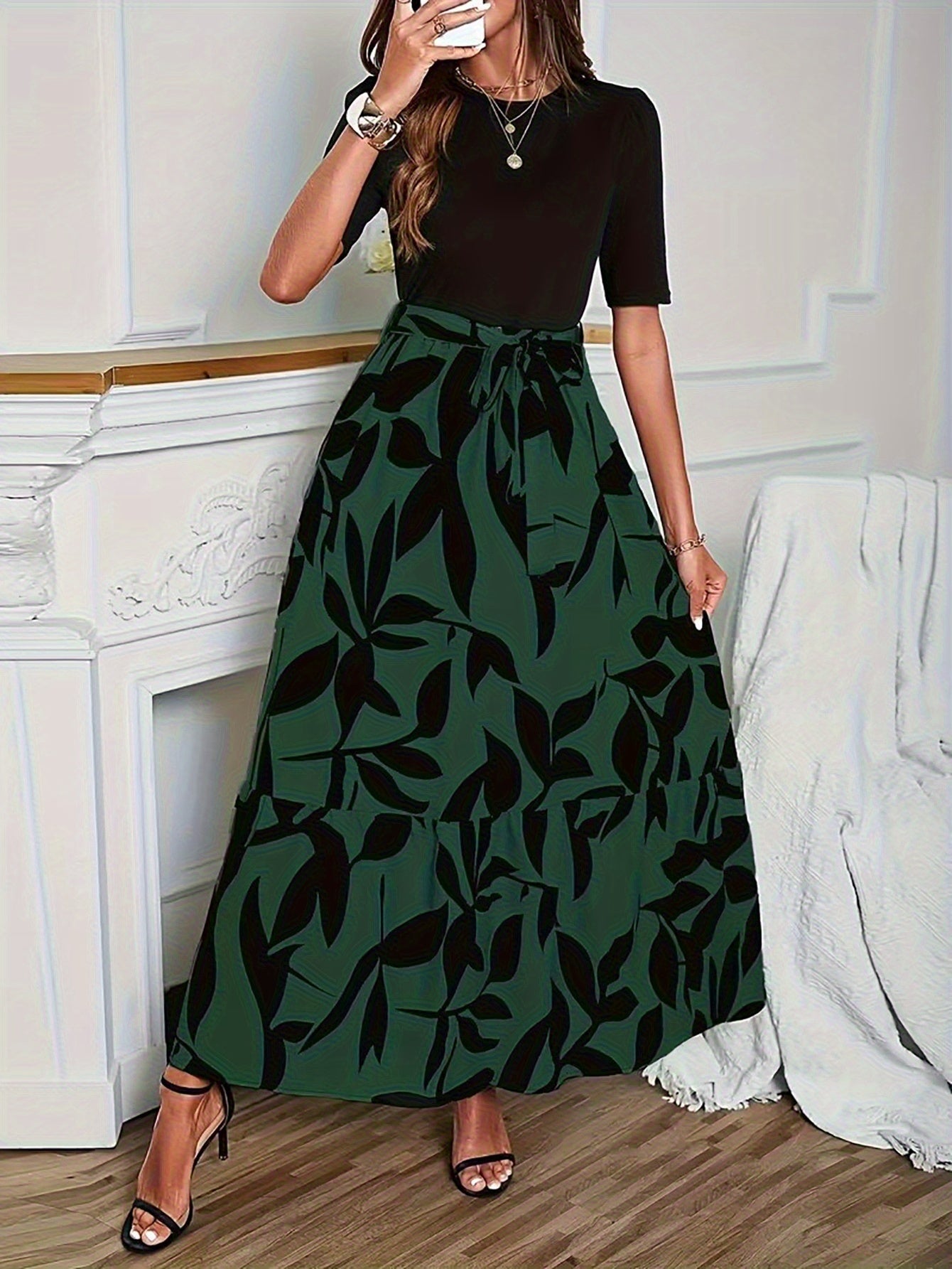 Valerique™ | Elegant Botanical Maxi Dress