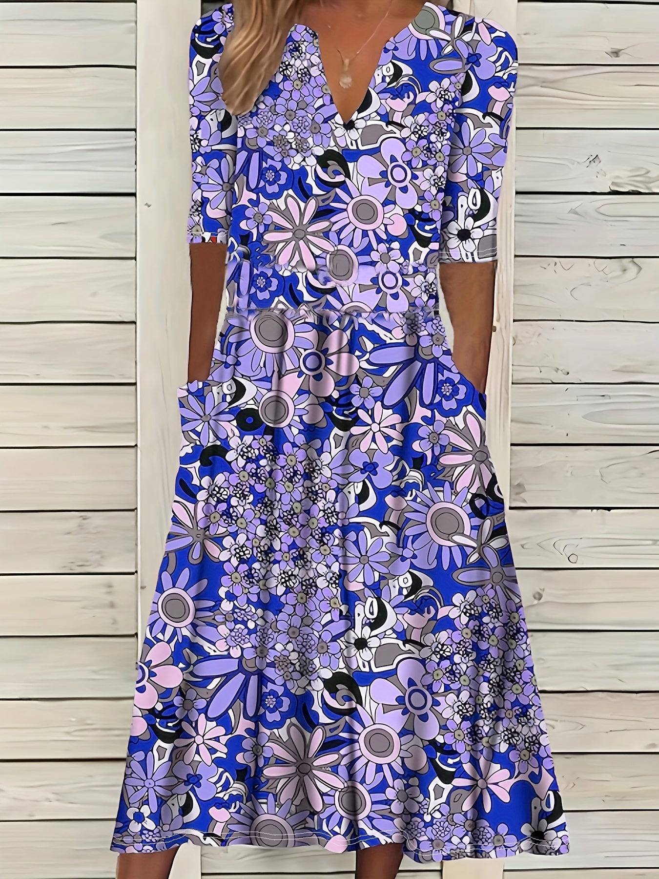 Rosavelle™ | Vintage Floral Pocket Maxi Dress