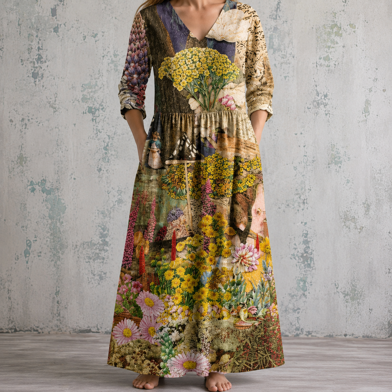 OLDA™ | FLORAL LINEN SUMMER DRESS
