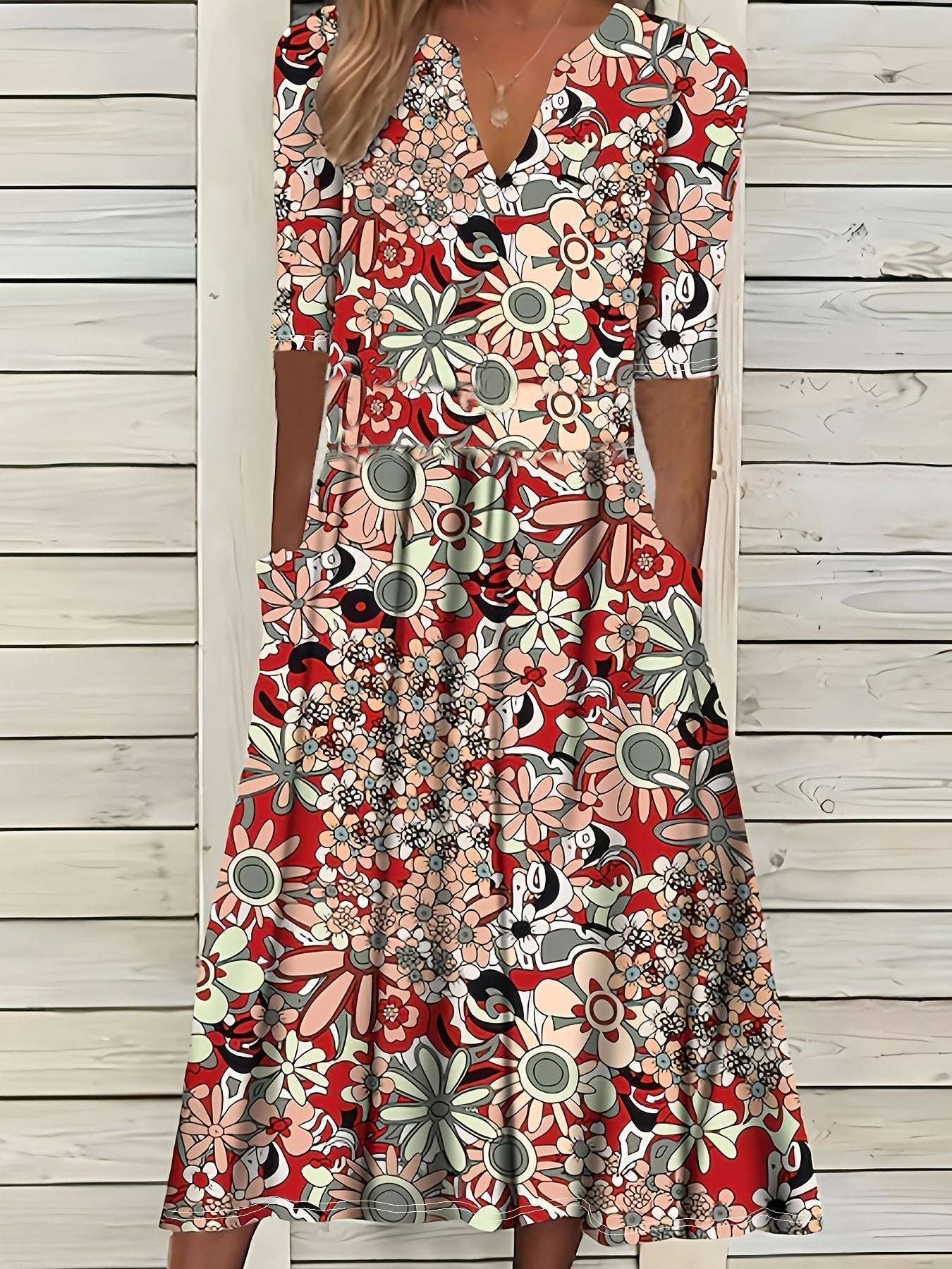 Rosavelle™ | Vintage Floral Pocket Maxi Dress