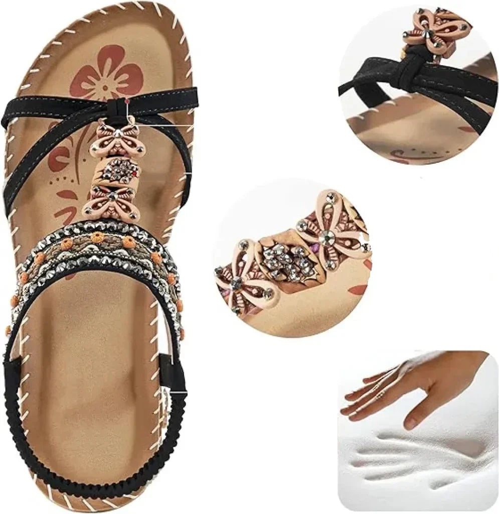 Colella™ - ELEGANT SANDALS WITH FLORAL DETAIL