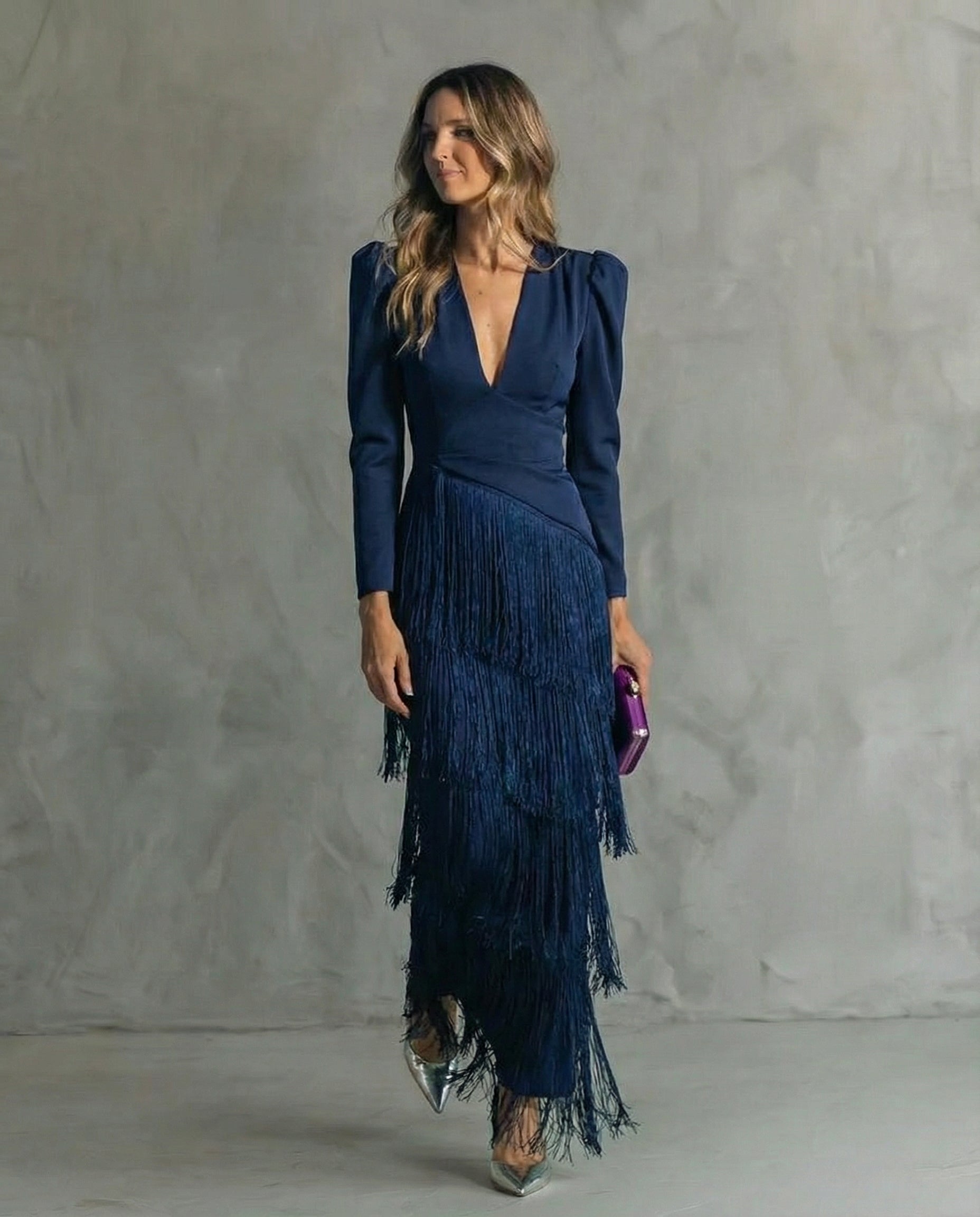 Adeline – Elegant Fringe Sleeve Dress