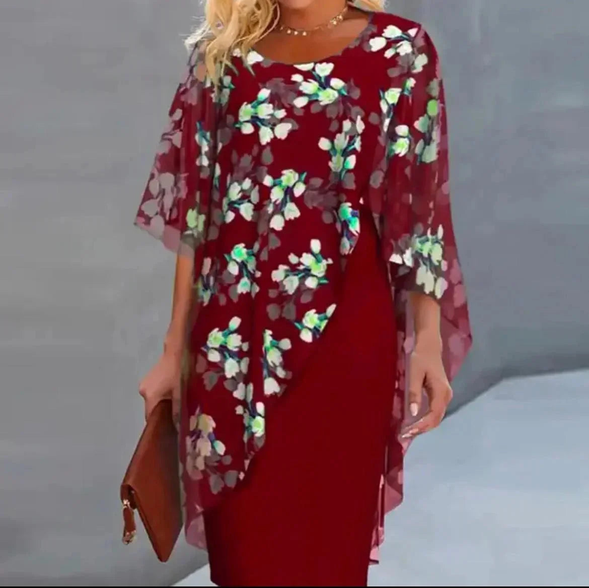 Floral Mini dress with sheer overlay for outings