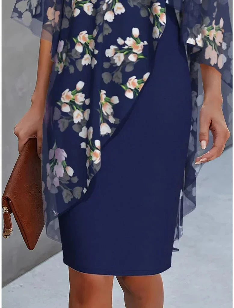 Floral Mini dress with sheer overlay for outings
