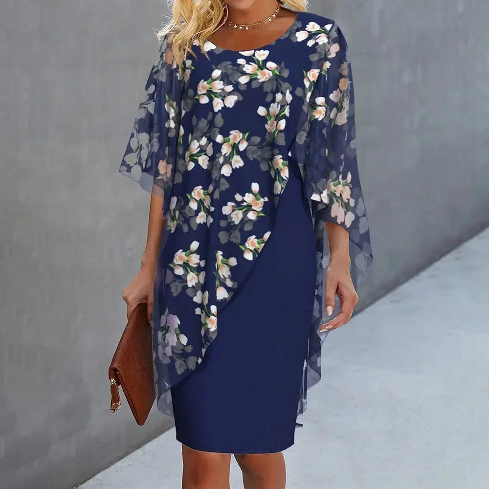 Floral Mini dress with sheer overlay for outings