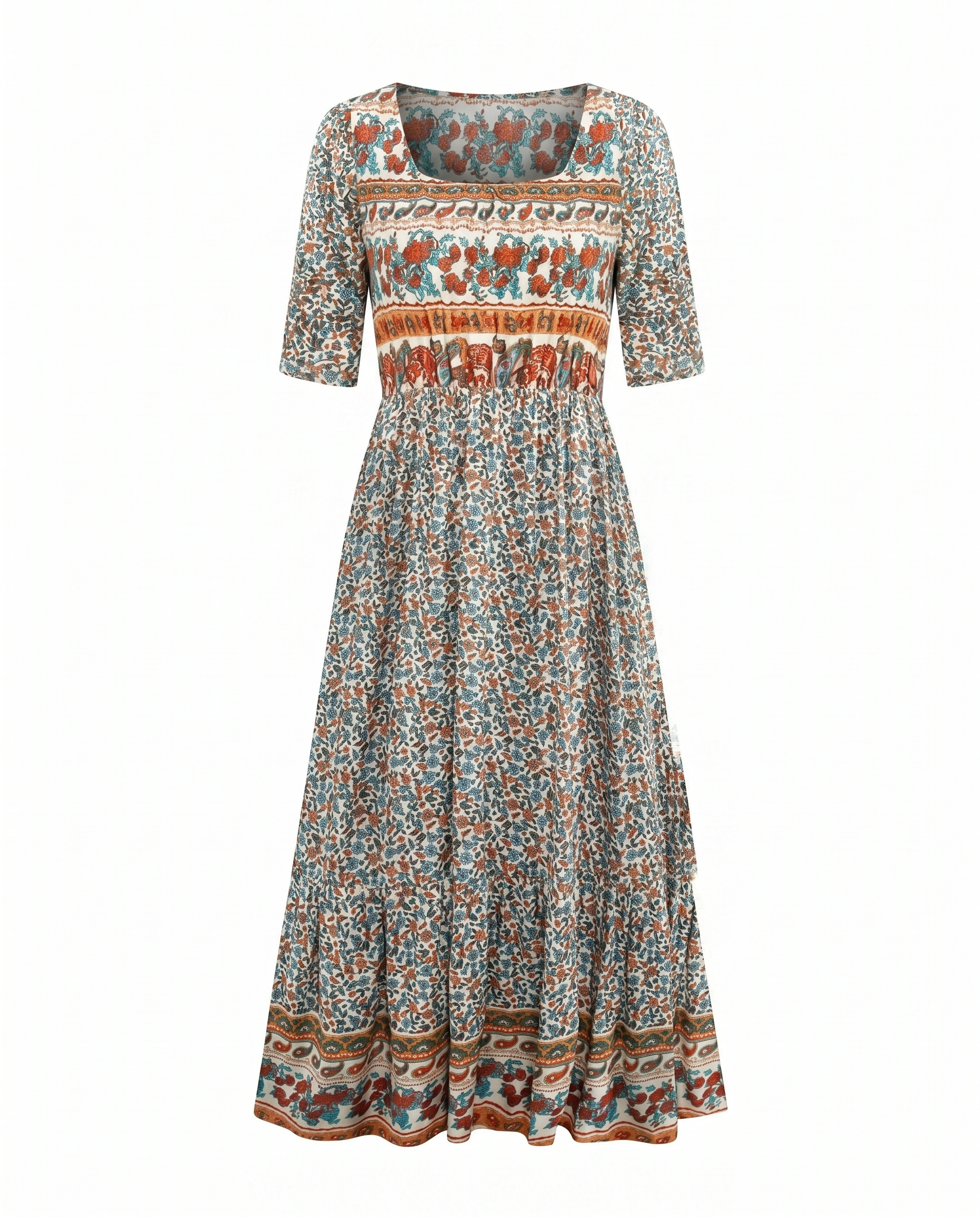 GRACIE | ELEGANT BOHO TUMMY-COVERAGE MIDI DRESS