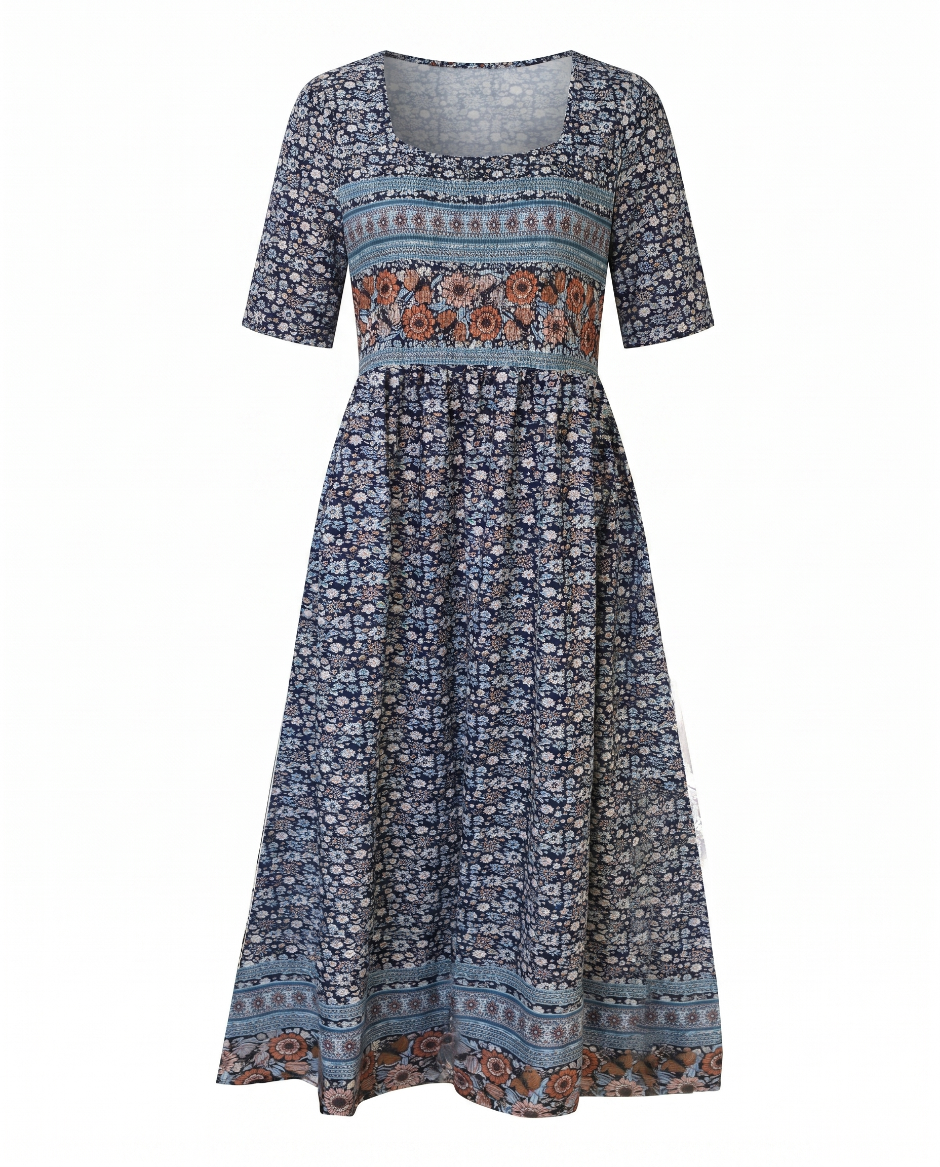 GRACIE | ELEGANT BOHO TUMMY-COVERAGE MIDI DRESS